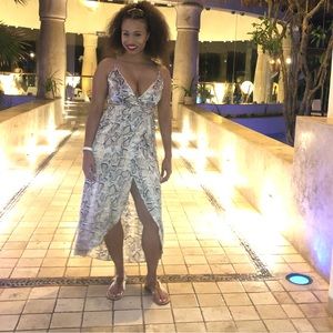 Snake print wrap dress